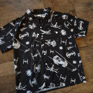 Men's Unbranded Casual Button Down Shirt XXXL Black White Star Wars
